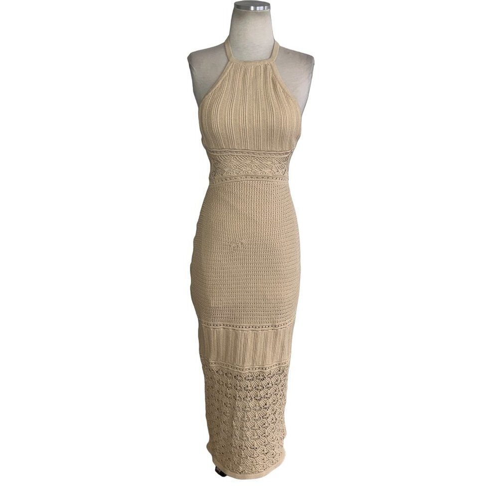 Significant Other Abby Knit Dress in Biscuit 4 Womens Bodycon Midi Cocktail - Picture 4 of 16